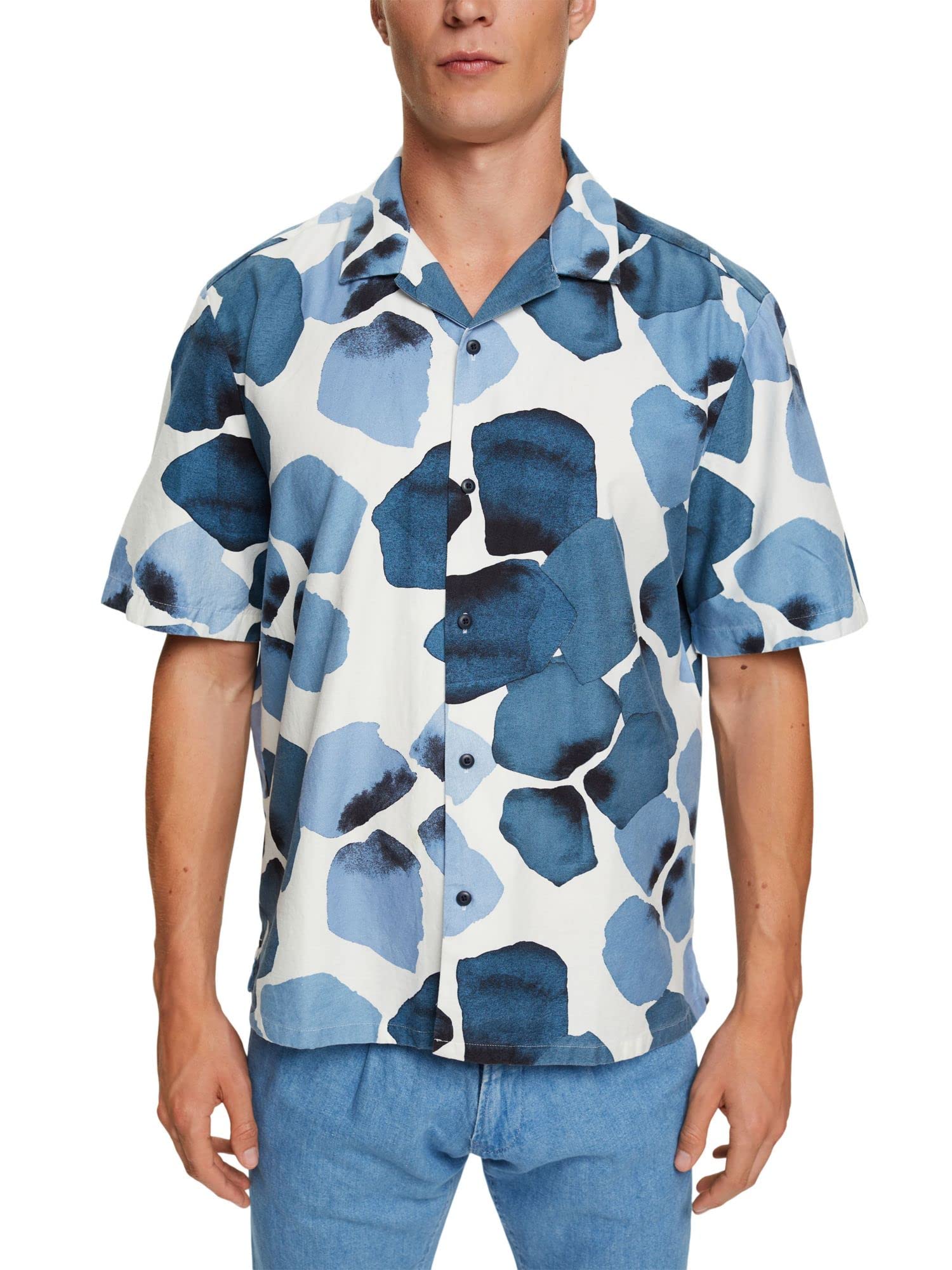 ESPRIT Collection Men's 052EO2F303 Shirt, 400/NAVY, S