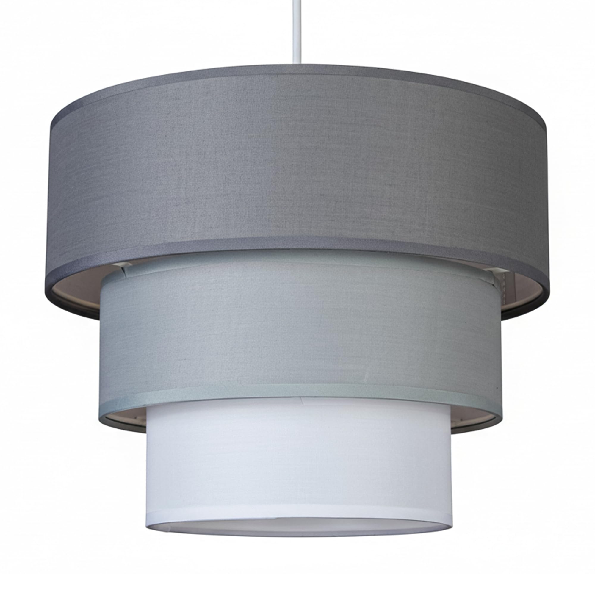 Giggi Medium Grey 3-Tier Fabric Lamp Shade, 30Cm Easy-Fit Ceiling Light Shade, Non-Electrical Pendant Lampshades For Ceiling Lights, Lamp Shades For Table Lamps, Floor Lamps, Living Room, Bedroom (Medium Grey)
