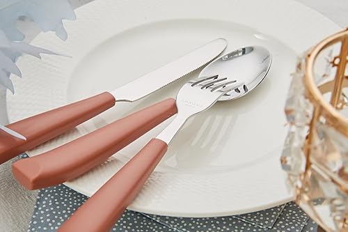 Miniatura 8 de Annova WF232 - Juego de cubiertos de acero inoxidable con asas de colores cómodas de sostener, 4 tenedores de cena, 4 cuchillos de mesa, 4 cucharas,