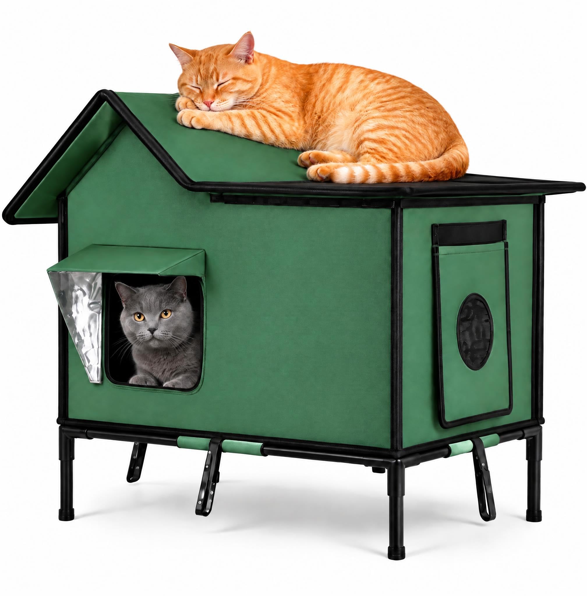 MYMULIKE Heated Cat House Outdoor, Waterproof Cat Shelter (53x37x56 cm)