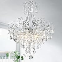Vista 32 de WUZUPS Candelabro de cristal colgante de 5 luces, lámpara de techo moderna para dormitorio, pasillo, bar, cocina, baño, 22.6 pulgadas de alto x 19.2