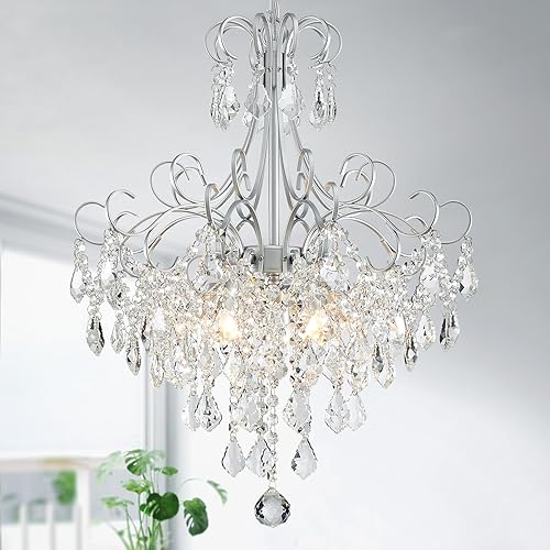 Miniatura 32 de WUZUPS Candelabro de cristal colgante de 5 luces, lámpara de techo moderna para dormitorio, pasillo, bar, cocina, baño, 22.6 pulgadas de alto x 19.2