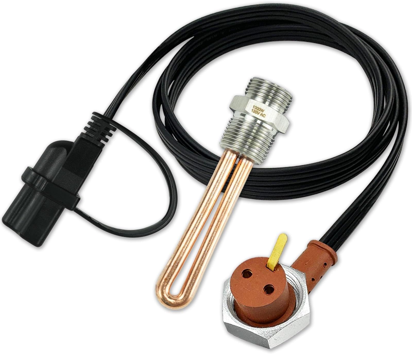 3500043 Engine Block Immersion Heater for Fo-rd Mer-cury Lin-coln Interna-tional Cater-pillar De-troit Die-sel Ni-ssan 3/4" NPT Thread 120 Volts 1000 Watts with Cordset Cord and Plug Protector