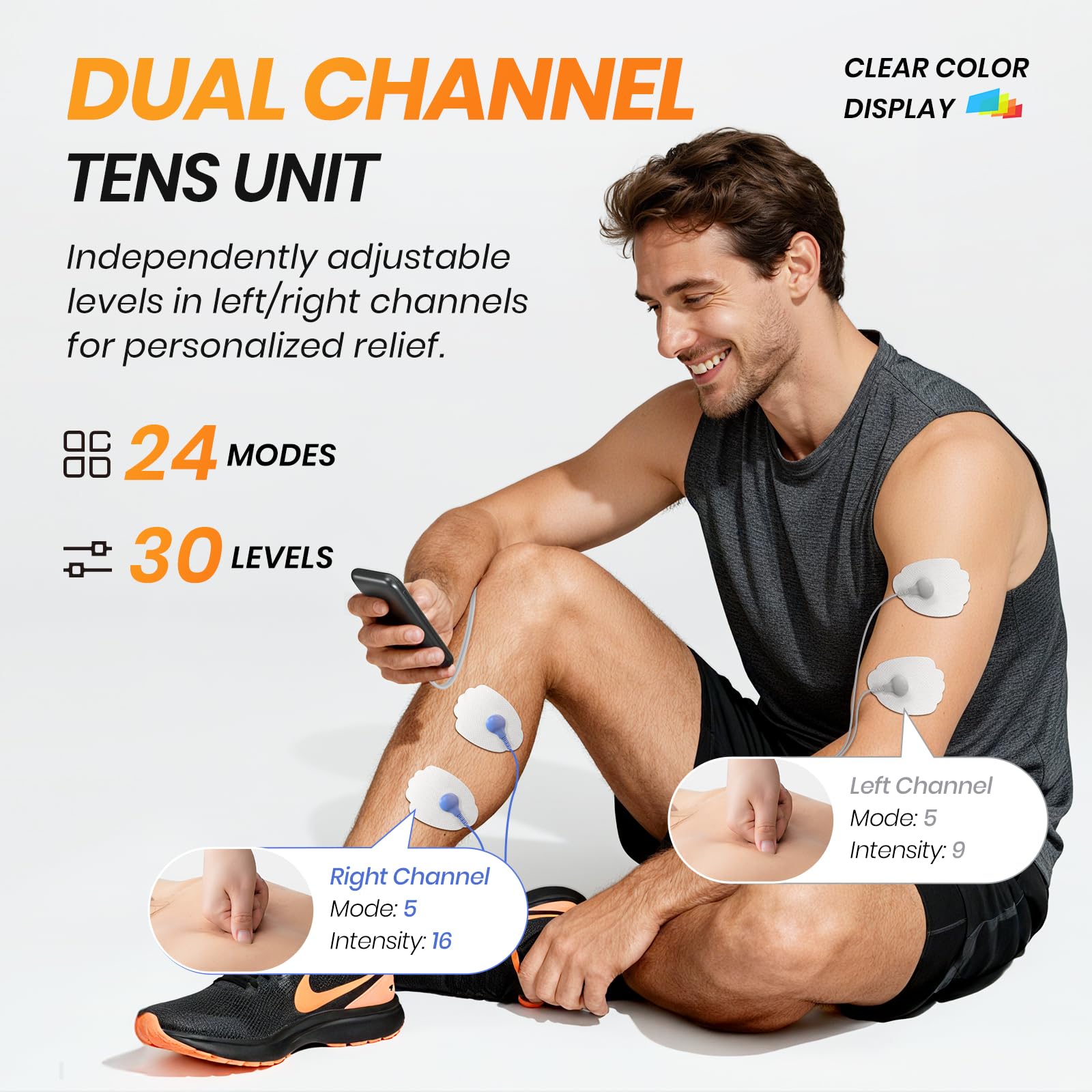 AVCOO Color Screen 24 Modes TENS Unit Muscle Stimulator for Pain Relief — Amazon image 4