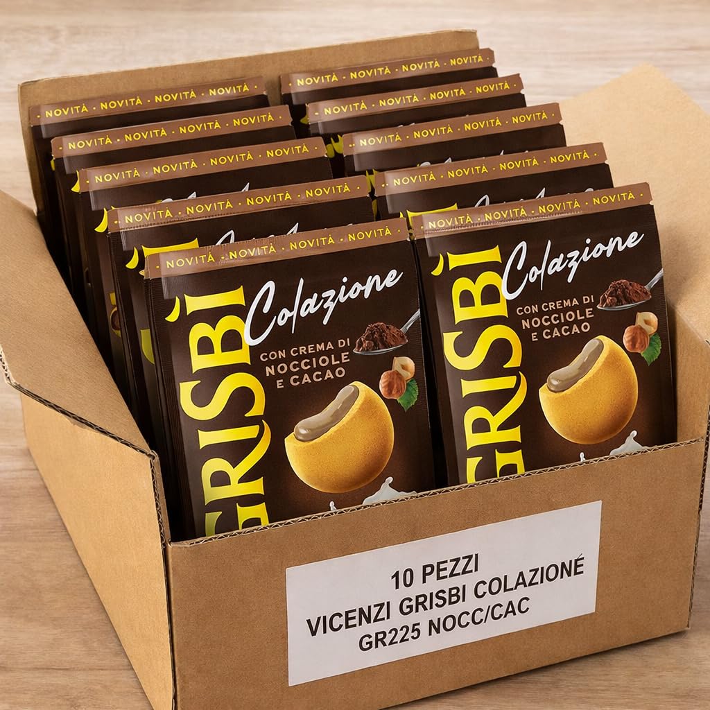 Biscotti da Colazione Ripieni con Crema di Nocciola e Cacao 225 g Confezione da 10 Pezzi Ideali per Colazione Merenda Pausa Dolce Famiglia