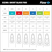 Vista 5 de Flow Premium Rubber Short Blade Fins for Swim and Lap Training - Youth Sizes for Kids, Young Men, and Women