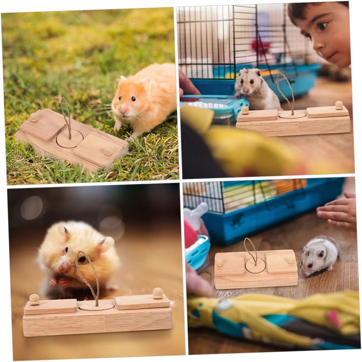 2pcs Safe Wooden Hamster Toys Treat Foraging Bite-Resistant for Small Pet Play Dental Health
