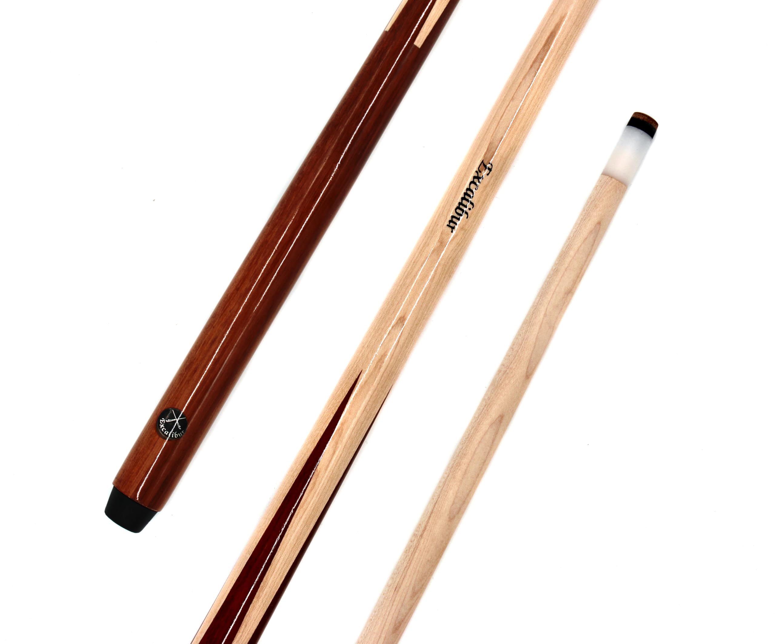 2X Billard Pool Queue Cue Kö Excalibur einteilig, Ahornholz, Braun, 102cm - 145cm, 12mm Schraubleder