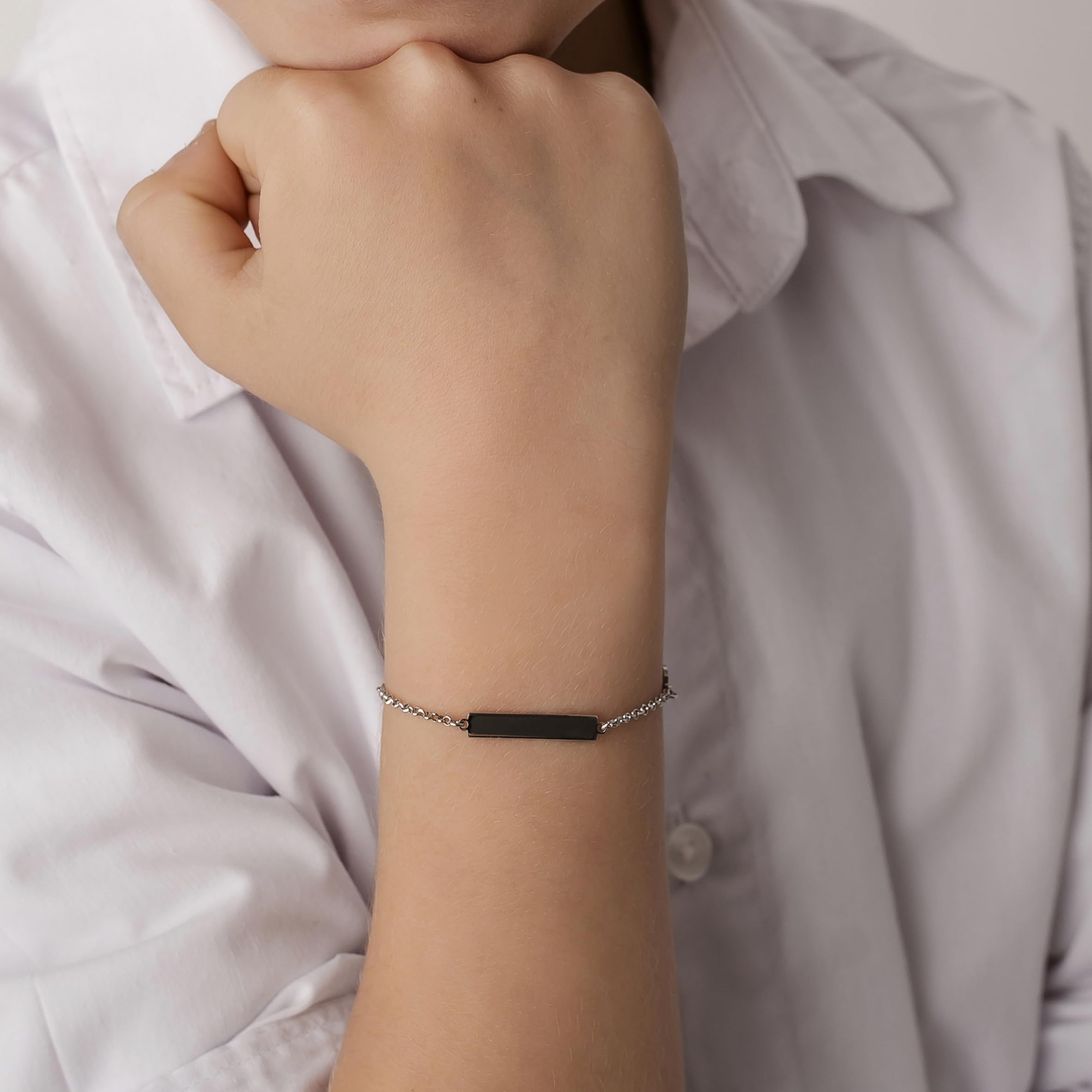 Bracelet en Argent 925 Gravée pour Enfants Moto Émaillée Boîte Cadeau