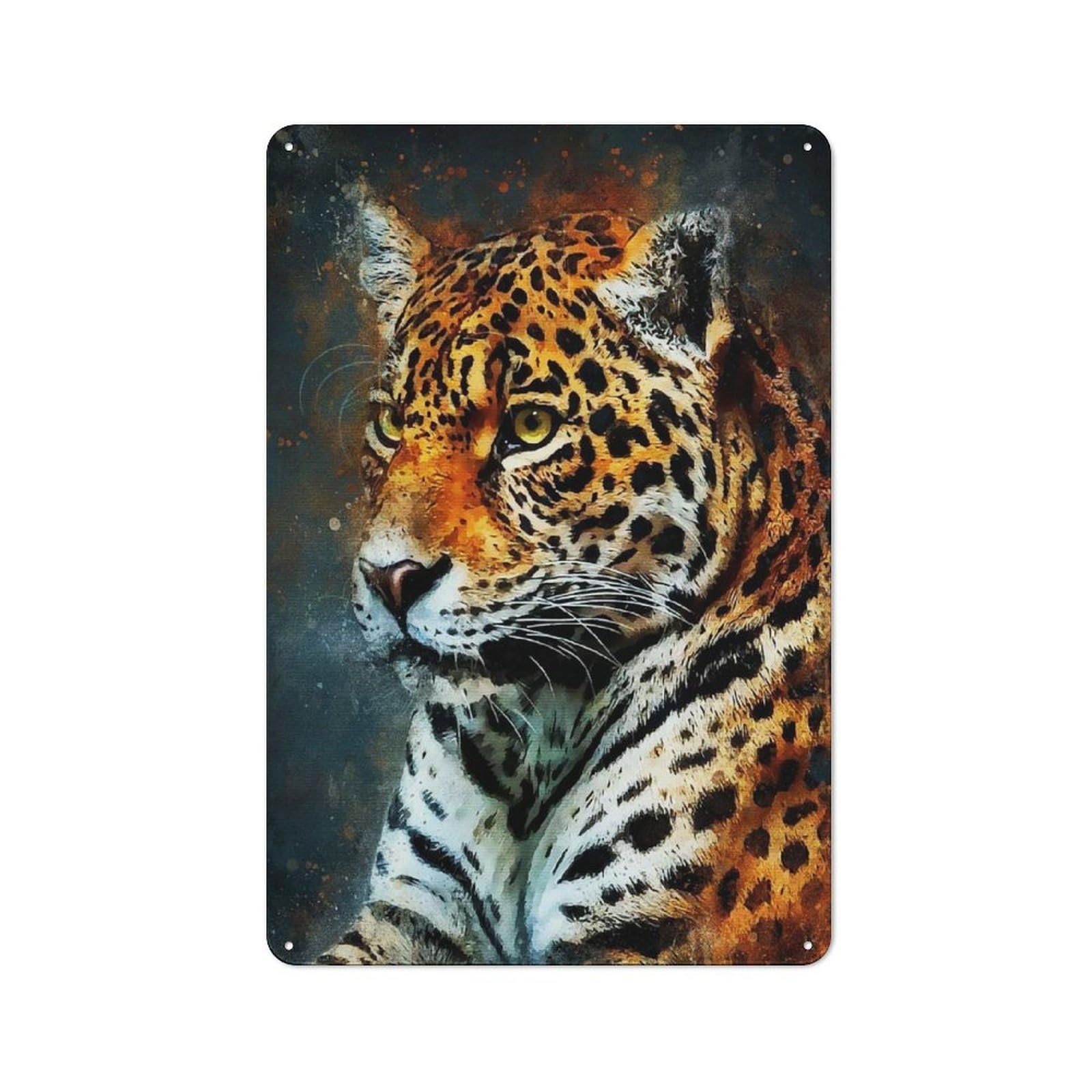 Junmoney Style-11 Metal Wall Sign With Splatter Tiger Design 30X20cm, Modern Retro Urban Room Decor For Workspace, Cafe, Hallway Or Garage
