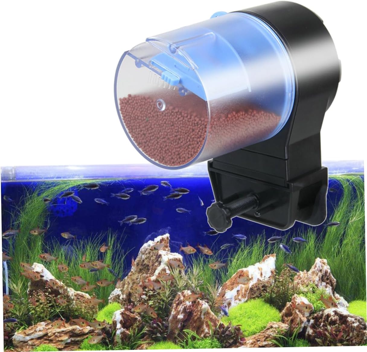 Happyyami Automatic Fish Feeder for Aquarium Battery Operated Timer Dispenser Food Outlet for Fish Types