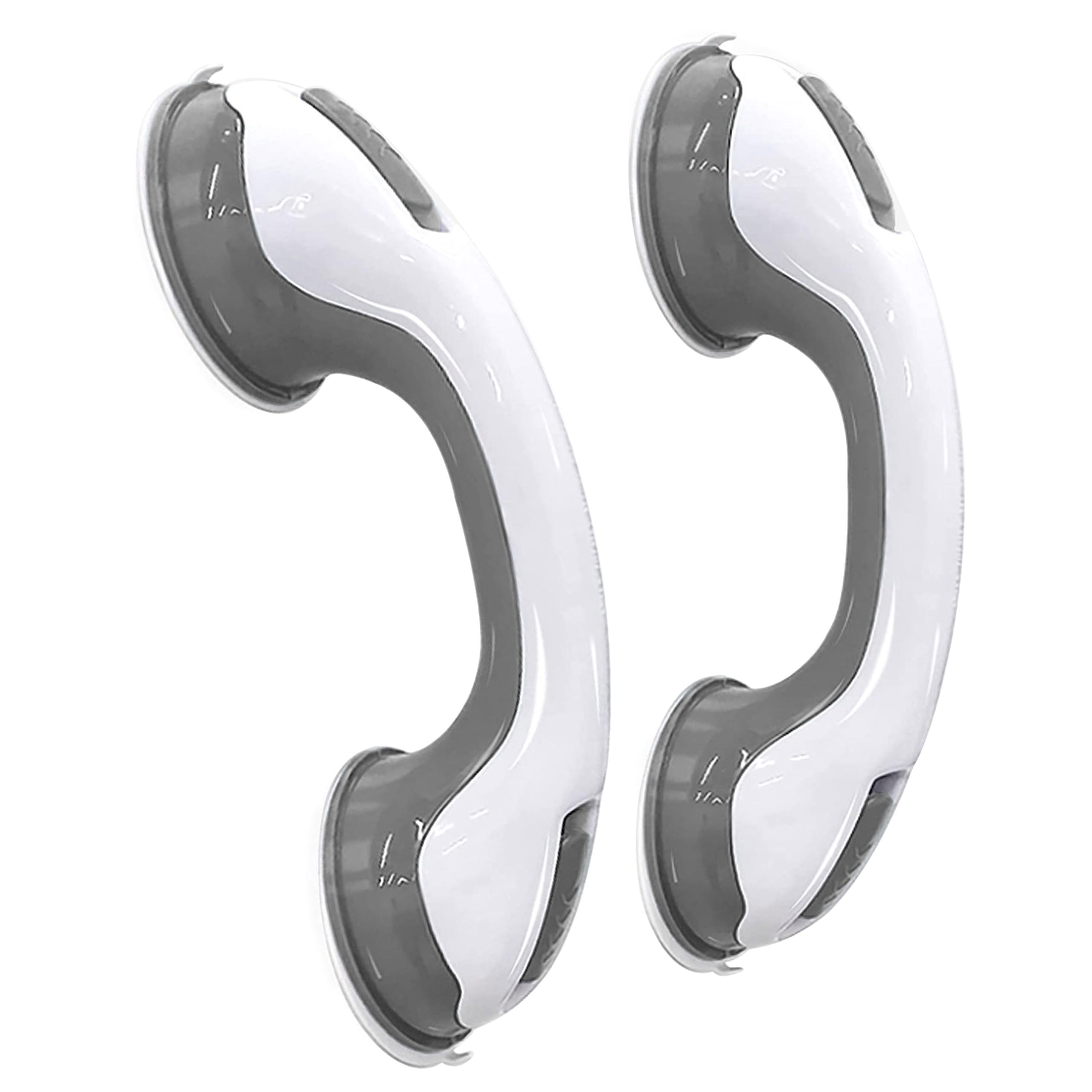 Stay Safe in The Shower with Our 2-Pack of 12-Inch Suction Cup Grab Bars, Shower Handle - Perfect for Elderly, Seniors, Disabled, and Handicapped - Durable and Non-Slip (Grey)