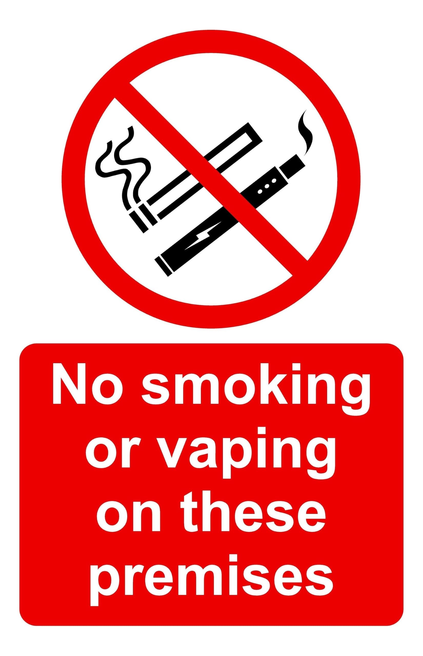 No smoking or vaping in these premises sign - 3mm Aluminum Dibond high-visibility and durability for indoor/outdoor usage (400mm x 300mm) Ensures Safety Within 14m Viewing Distance.