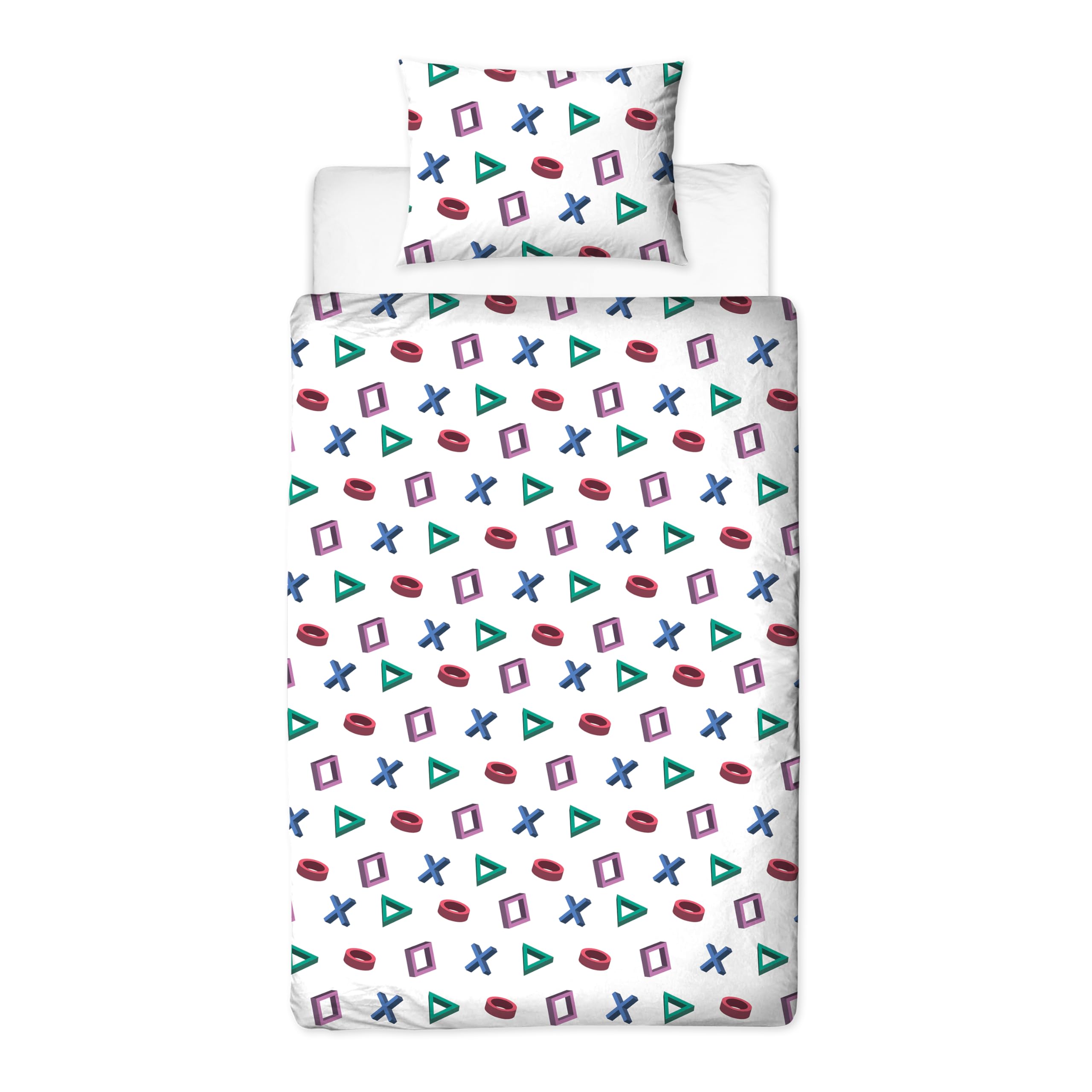 PlayStation - Set copripiumino singolo ufficiale, design astratto, reversibile, 2 lati, prodotto ufficiale, con federa coordinata, trapunta per letto singolo