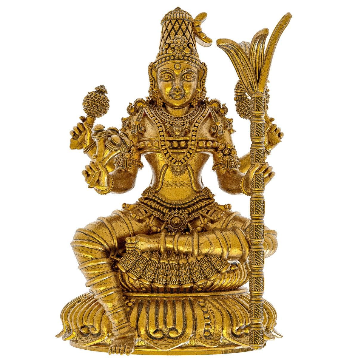 Lalitha Devi Brass Idol Decorative Murti Golden Spiritual Pooja Statue Traditional Hindu Goddess Sculpture for Home Temple Office Decor Gift (Golden, 1.5 inch, 18 gram)-image-20