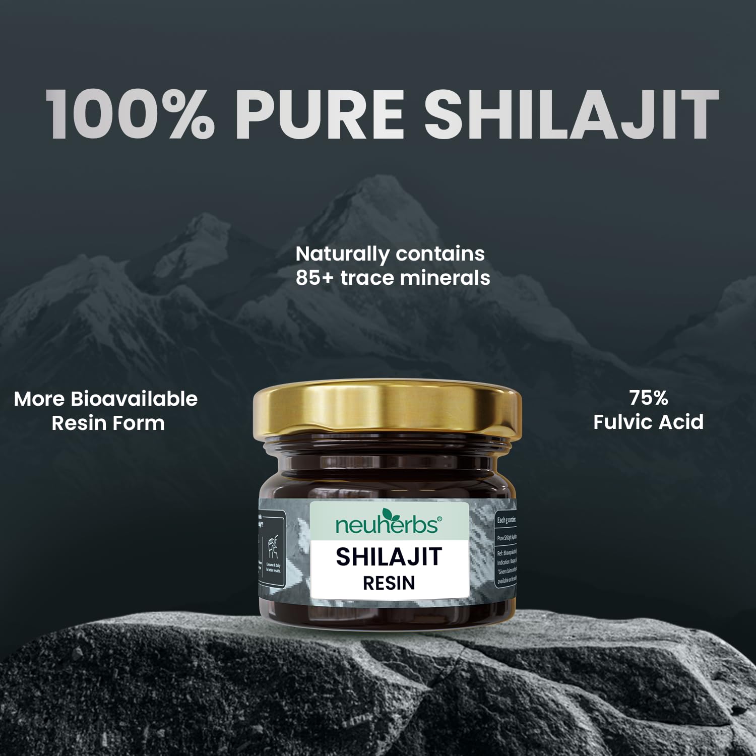 Neuherbs Shilajit Resin 20g | Pure Himalayan Shilajit (75% Fulvic Acid) | Energy, Stamina & Strength Support | Natural Vitality & Performance Booster | Lab Tested, No Heavy Metals | For Men & Women 2