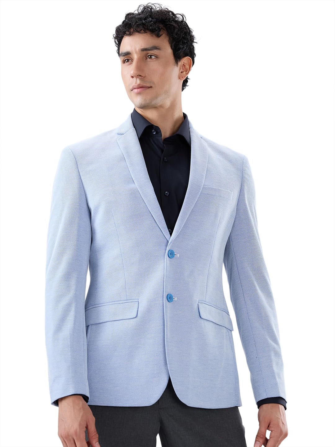 park avenue Men Active Fit Structure Pattern Terry Rayon Blend Notch Lapel Full Sleeve Formal Blazer-picture-11