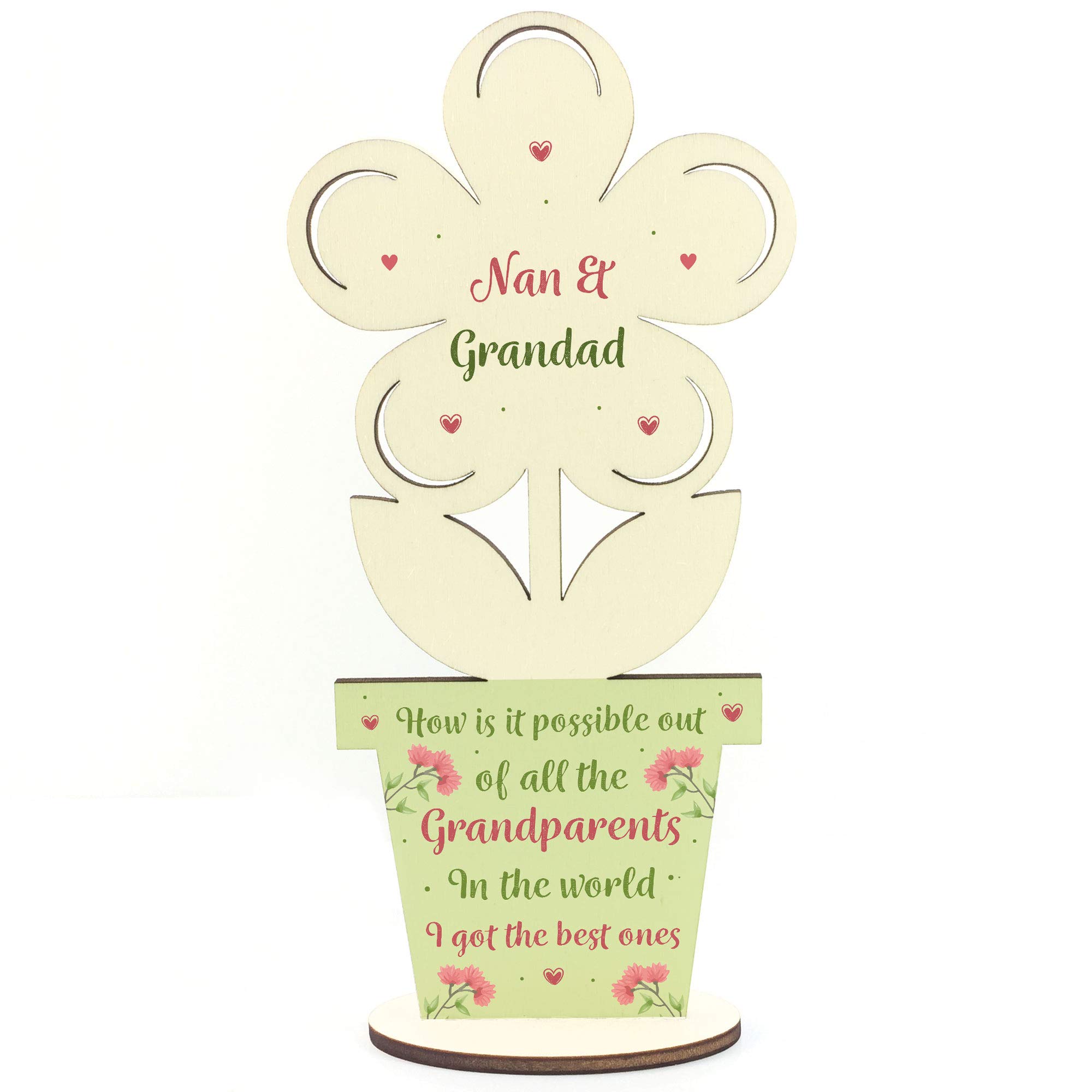 Gifts For Nan And Grandad Wood Flower Grandparent Gift Thank You Love Sign Keepsake Plaque
