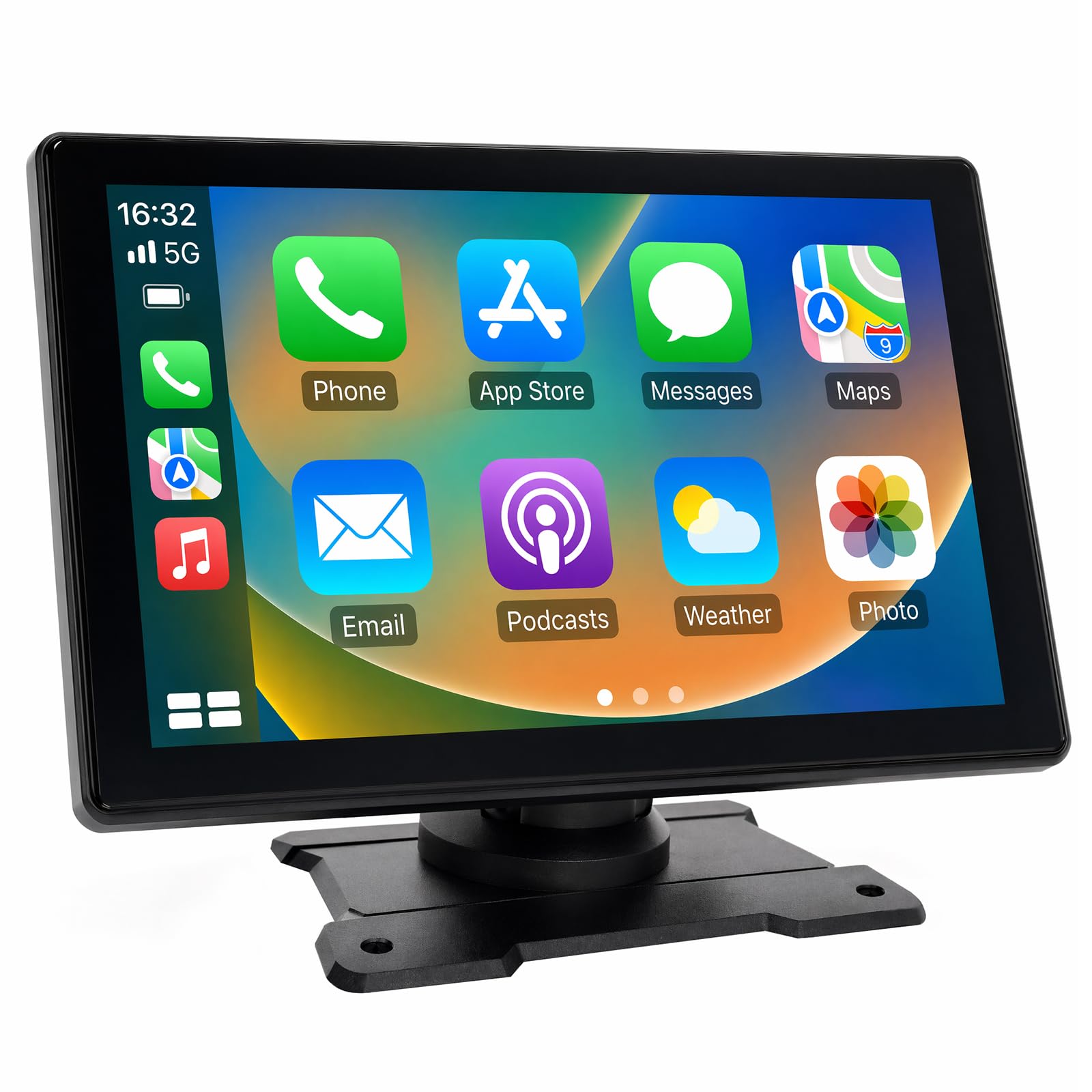 Schermo 9 Pollici Wireless CarPlay Portatile con Bluetooth FM AUX, Touchscreen per Apple Android Auto, Controllo Vocale Navigazione GPS Mirror Link per Tutti i Veicoli