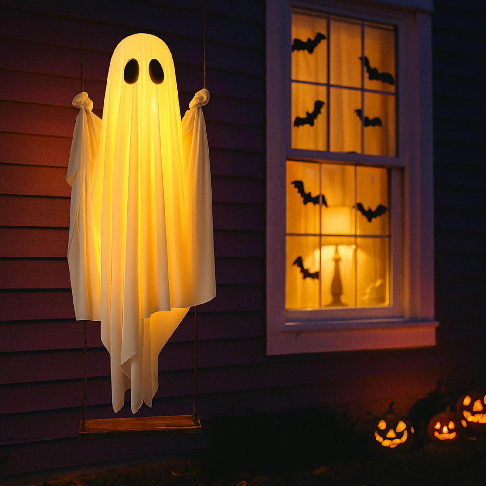 Halloween Hängende Geister Deko 1,5m - LED Beleuchtet Mit Fernbedienung Für Garten & Veranda