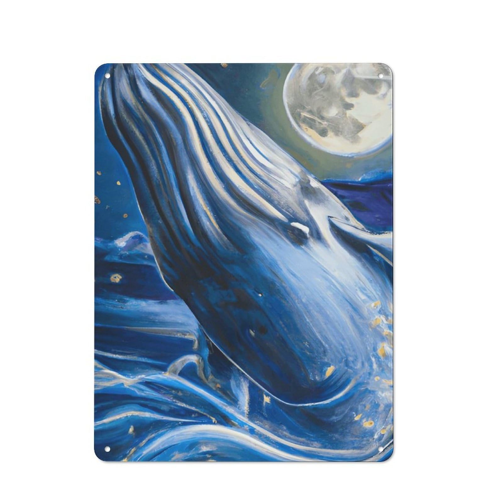 Junmoney Beautiful Whimsical Whale Metal Wall Sign 40X30cm Featuring For Bar Or Restaurant, For Bar Decor Enthusiasts