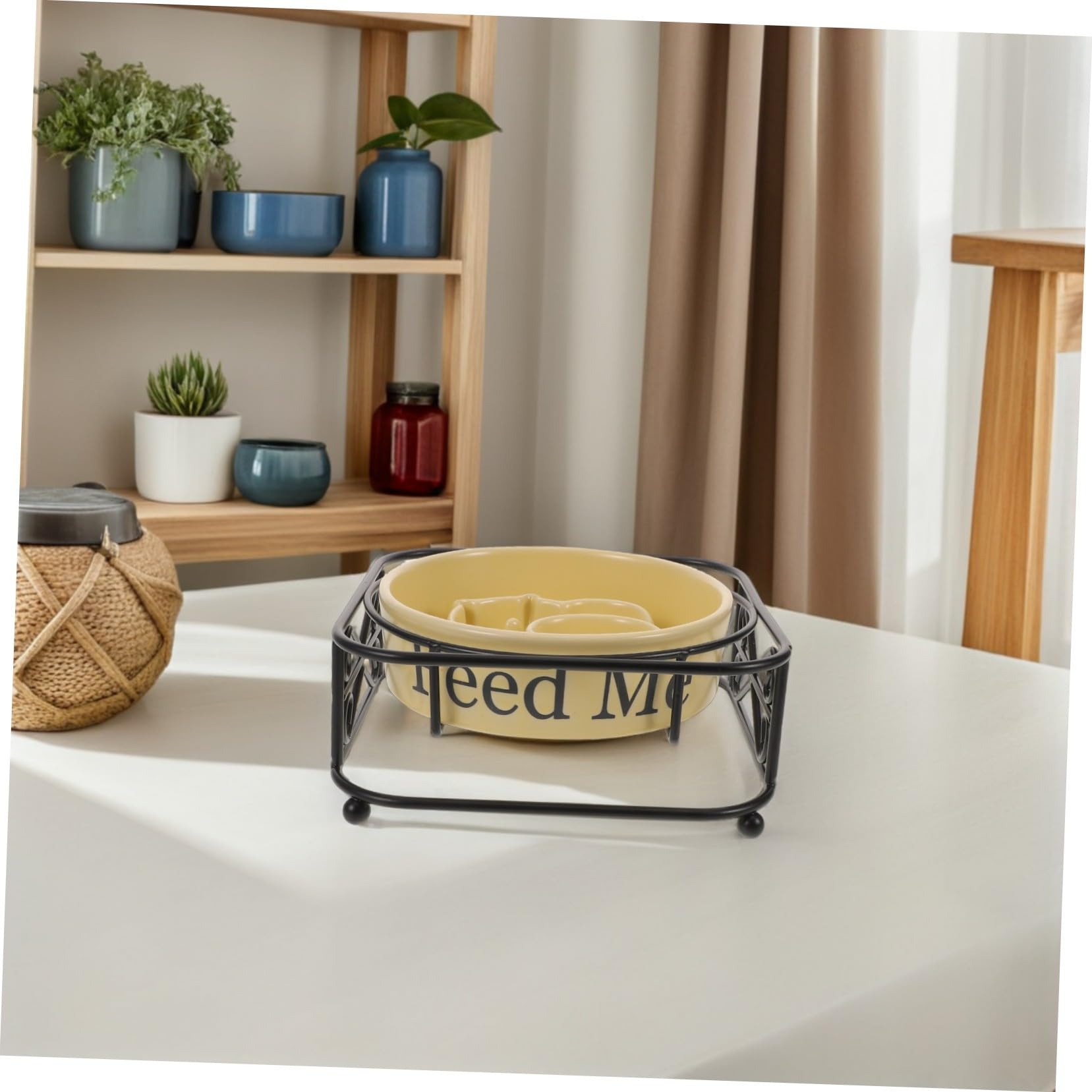 Ciotola Slow Feeder in Ceramica per Cani e Gatti Supporto Elevato Anti-ingozzamento Adatta Cani e Gatti di Piccola e Media Facile da Pulire e Stabile
