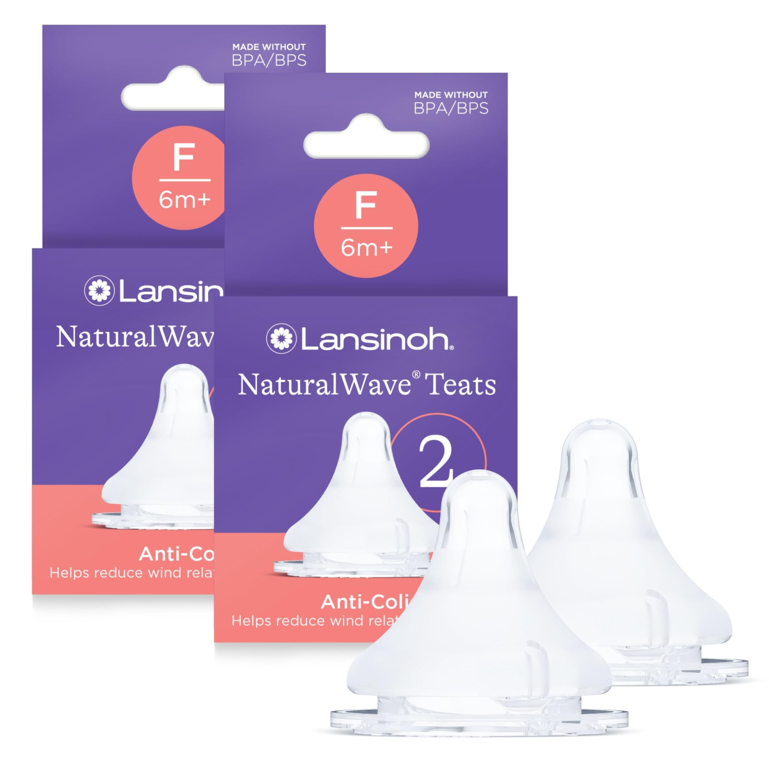 Lansinoh NaturalWave Baby Bottle Teats - Fast Flow - Anti-Colic Air Vent - BPA & BPS-Free - Clinically Proven to Reduce Nipple Confusion - Compatible with Lansinoh Bottles - 2 Pack — view 11