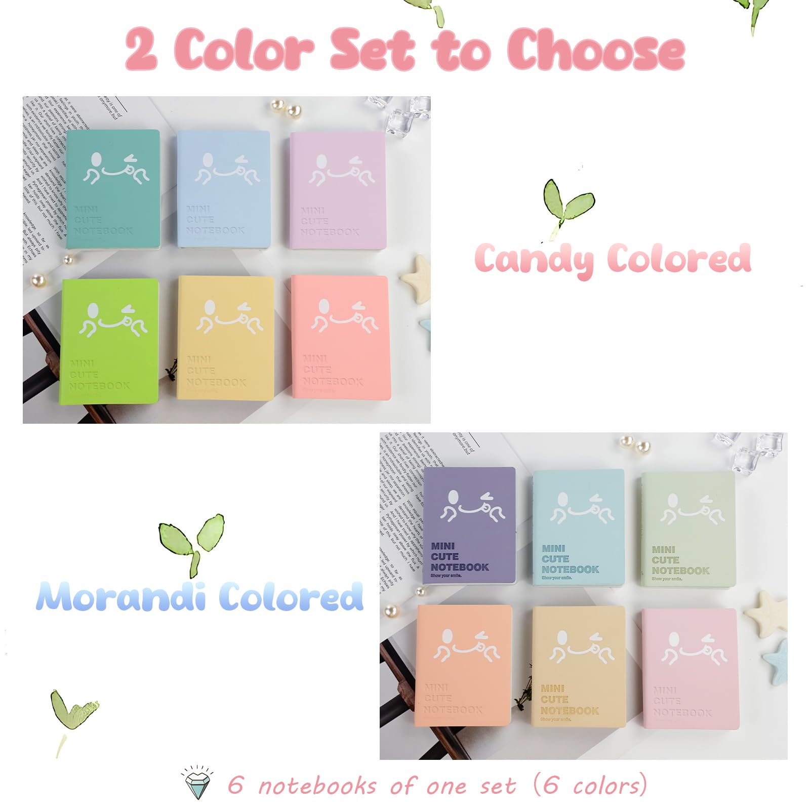 CXRYLZ 6 PCS Small Pocket Notebook, Mini Cute Smiley Journal with PU Leather Cover - Image 4