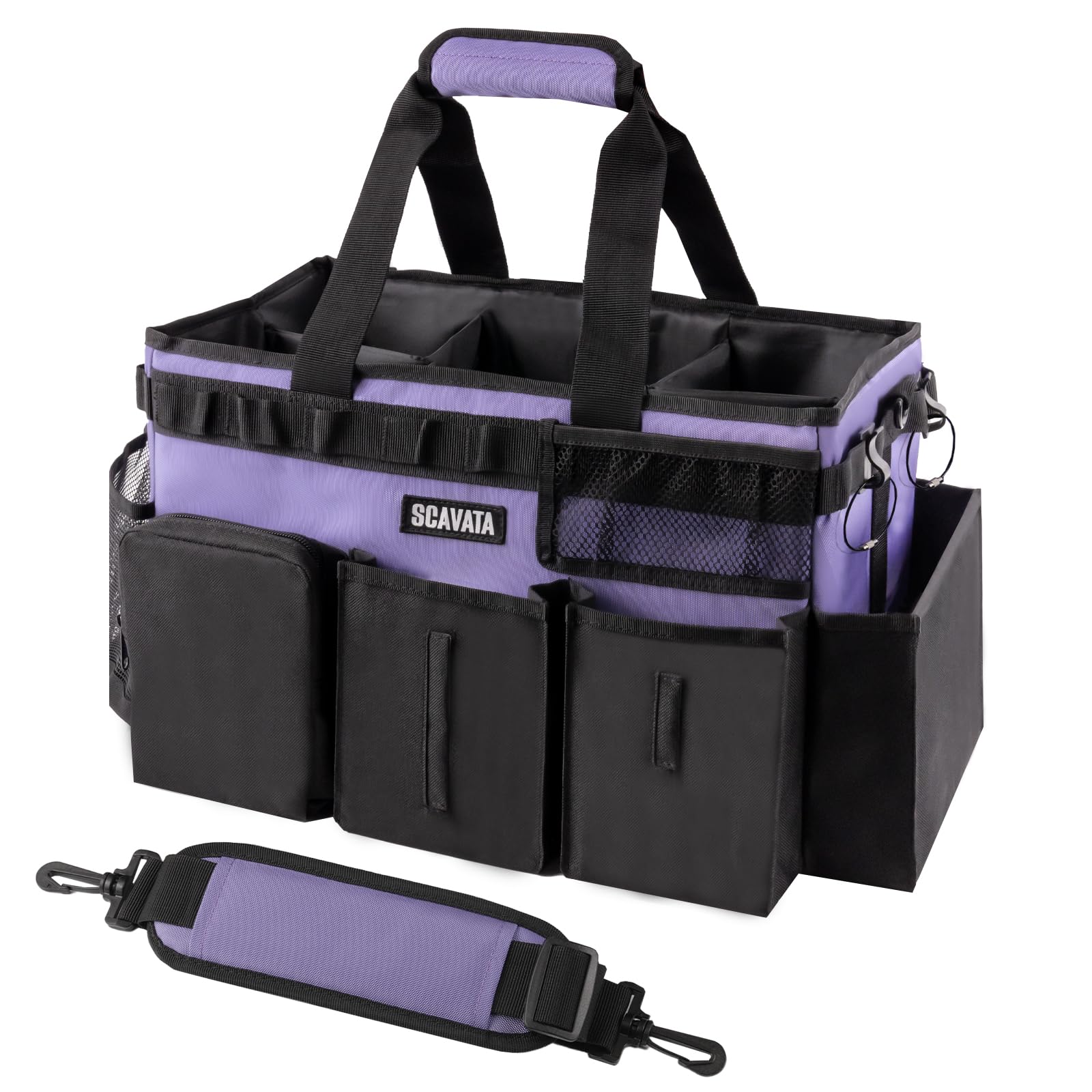 SCAVATA Bolsa de Limpieza portátil, Organizador de Suministros de Limpieza con asa y Correas de Hombro para amas de casa, organizadores de Herramientas de Limpieza Debajo del Fregadero y Coche con 4