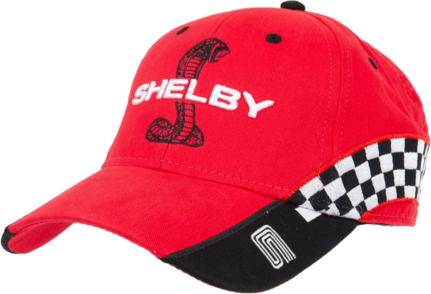 Shelby Snake Red Checkered Race Cap Hat | Officially Licensed Shelby® Product | Adjustable, One-Size Fits All