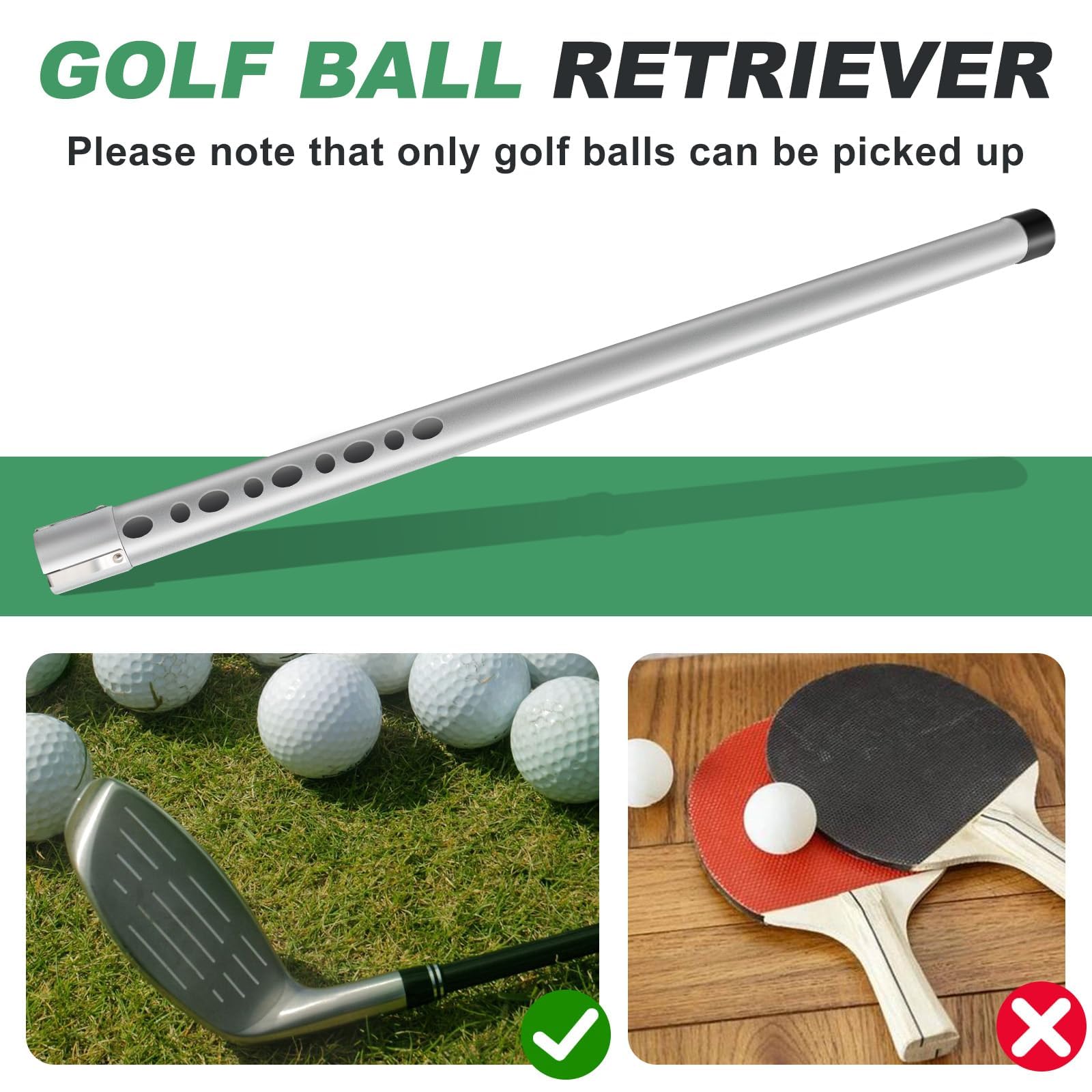 Golfball Sammler aus Aluminium, Golfball Sammelröhre mit Auslöser, Golf Ball Retriever Shag Tube, Golf Zubehör, Golf Trainingshilfen für Training, Golf Geschenke