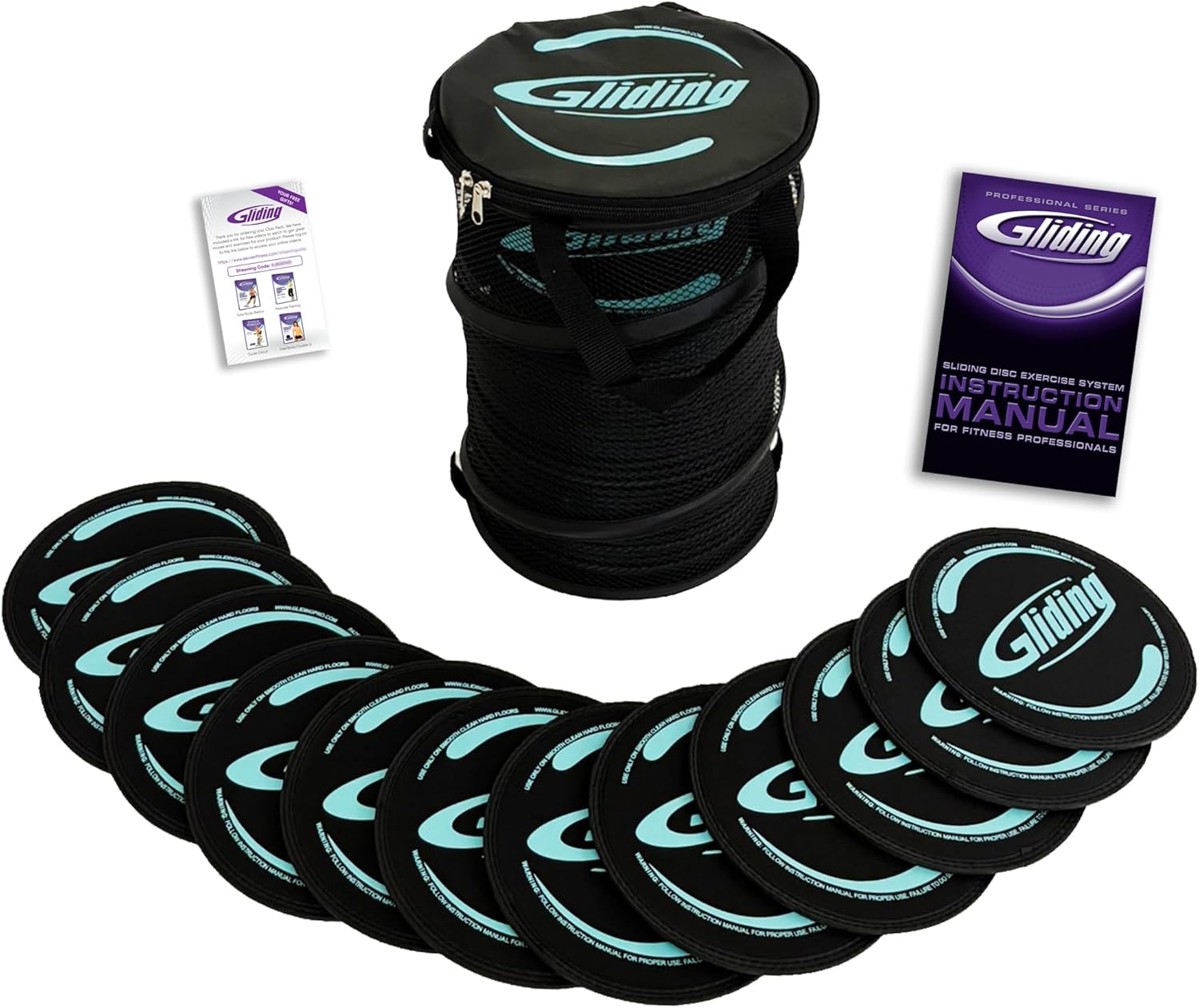 Gliding Exercise Discs: Club Pack for Hardwood Floors (25 Pair, Black) Workout Sliders in Bulk