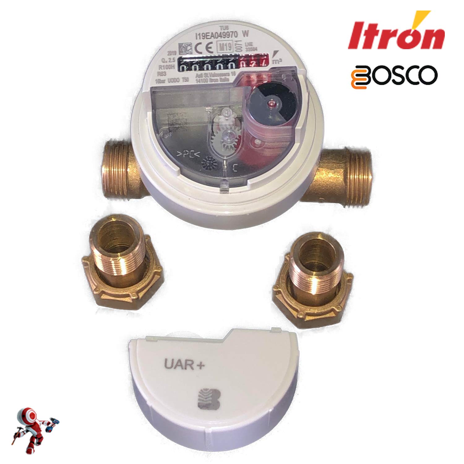 Contatore acqua 1/2 con raccordi contatore acqua fredda 1/2 Bosco Itron UAR+