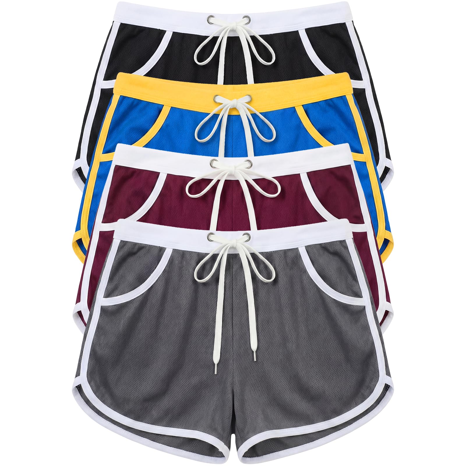 Janmercy 4 Pcs Mens Running Workout Bodybuilding Gym Shorts Athletic Sports Casual Short Pants