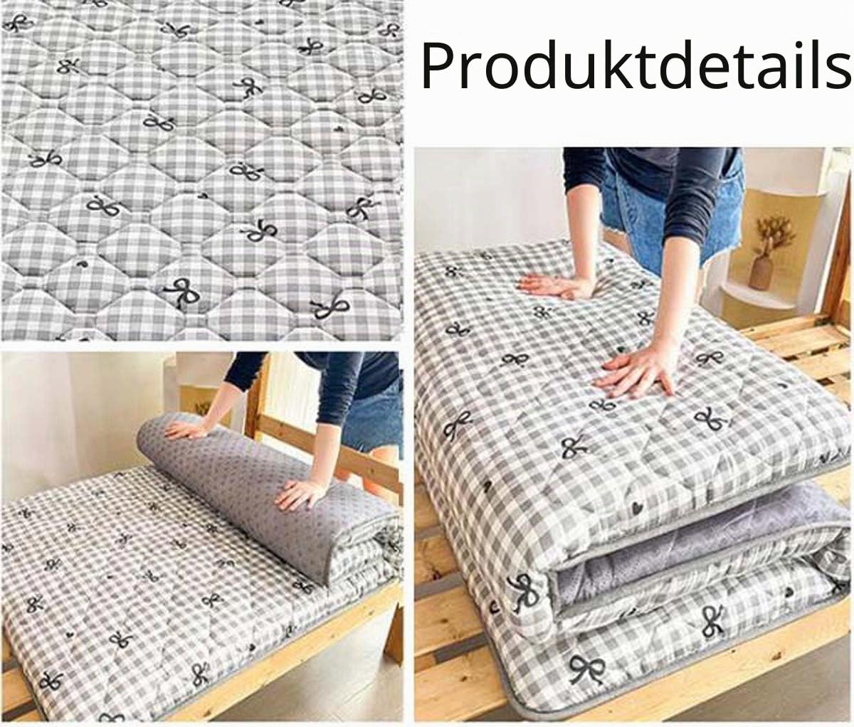 Danchen Japanische Futonmatratze, weiche Tatami-Bodenmatte für Erwachsene, tragbares faltbares Kissen für Camping und Auto, Gästematratze im Schlafsaal (90 x 200 cm, H)