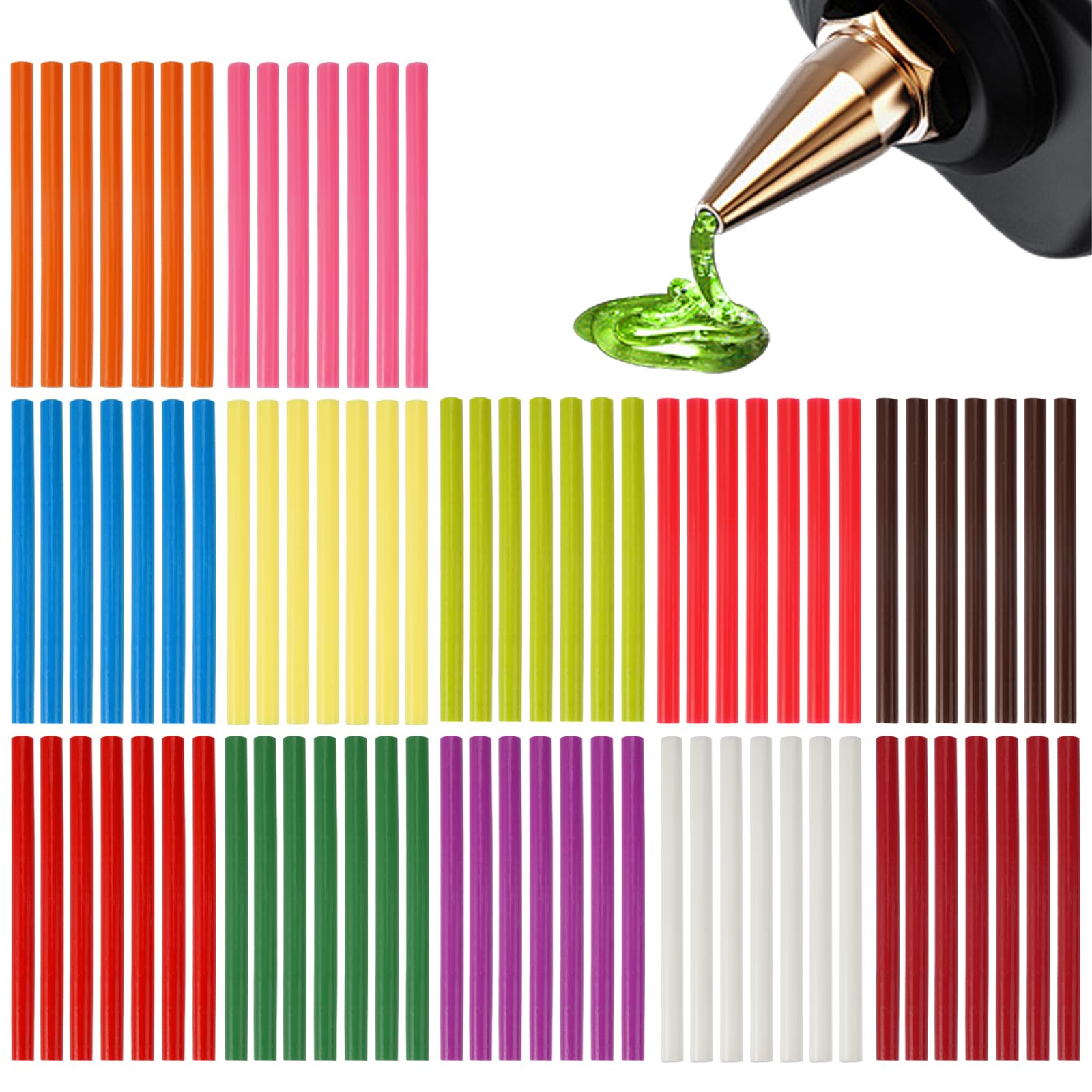 84 Piezas Barras Silicona Caliente 7mm x 100mm, Barras de Pegamento Caliente, Barra Pegamento Termofusible, 12 Colores Palos de Pegamento Caliente, para Bricolaje, Sellado y Fijación- Multicolor