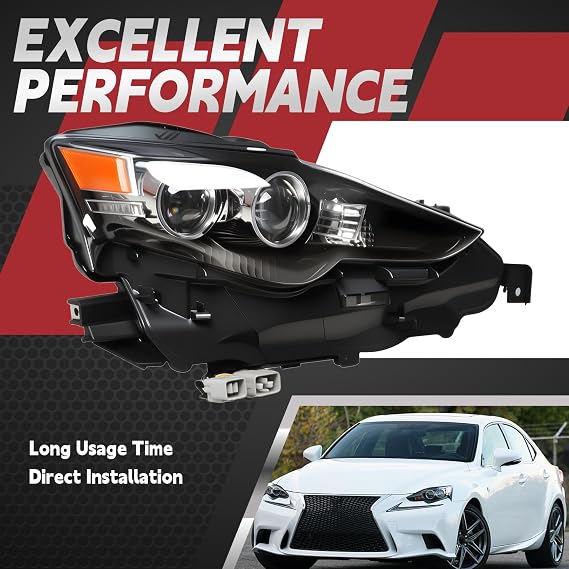 Nakkaa Headlight Assembly Compatible with IS250 IS350 2014 2015 2016