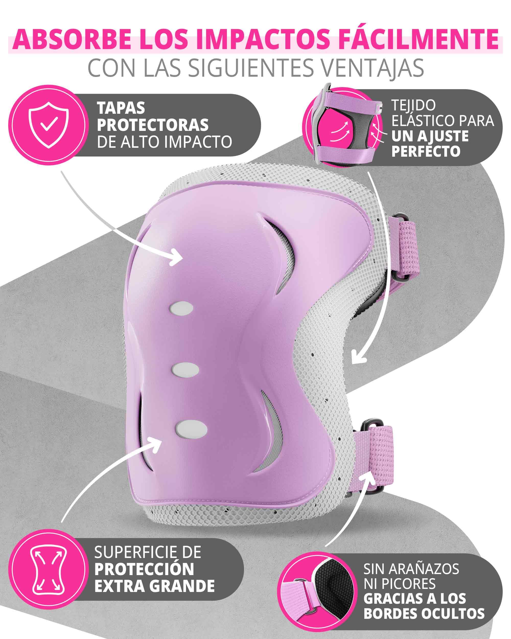 SKATEWIZ Protecciones Patines Set - Para Niño, Niña, Adolescentes y Adultos [6 piezas] con Rodilleras y Coderas Muñequeras - Protecciones Patines Niño — view 6