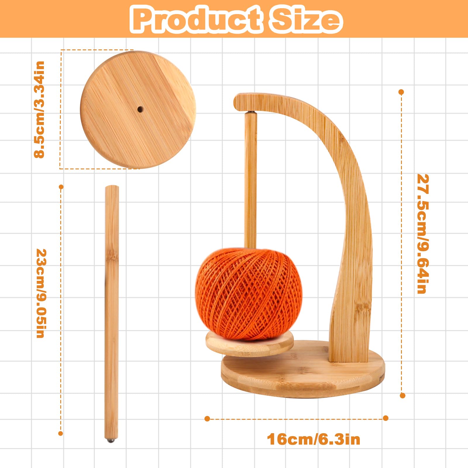Soporte para Bolas de Hilo,Dispensador de Hilo de Madera para Ganchillo, Hilandero De Hilo De Madera para Tejer, Enrollador Giratorio de Almacenamiento de Hilo para Manualidades
