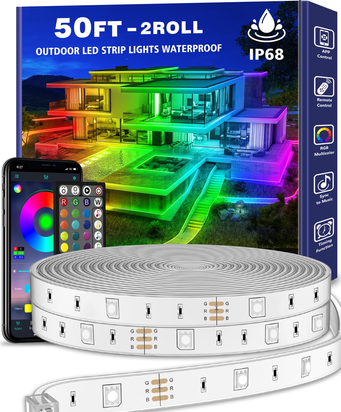 LETIANPAI 200Ft Neon Rope Lights,Flexible Led Rope Lights Control with App/Remote,Multiple Modes Music Sync Gaming RGB Led Lights for Bedroom Outdoor (15M)