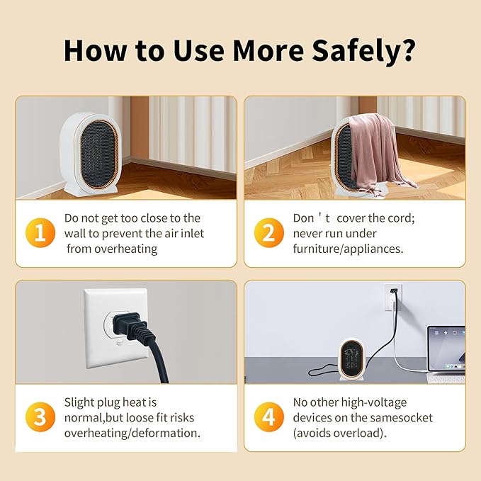 Calefactor Eléctrico Portátil Cerámico PTC 1200W 110V miniatura 6