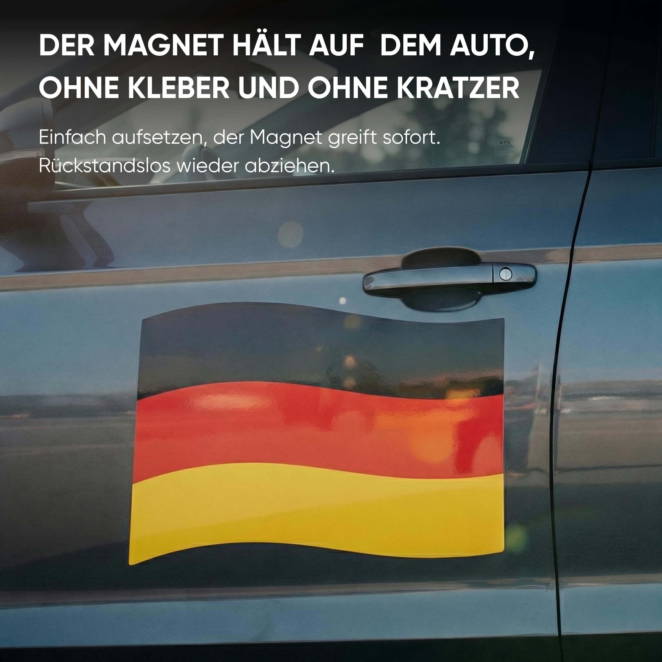 Sonia Originelli Fanset Fanartikel für das Auto Außenspiegelfahnenset Magnetfahnen für die Türen EM WM Fussball, Farbe: Deutschland