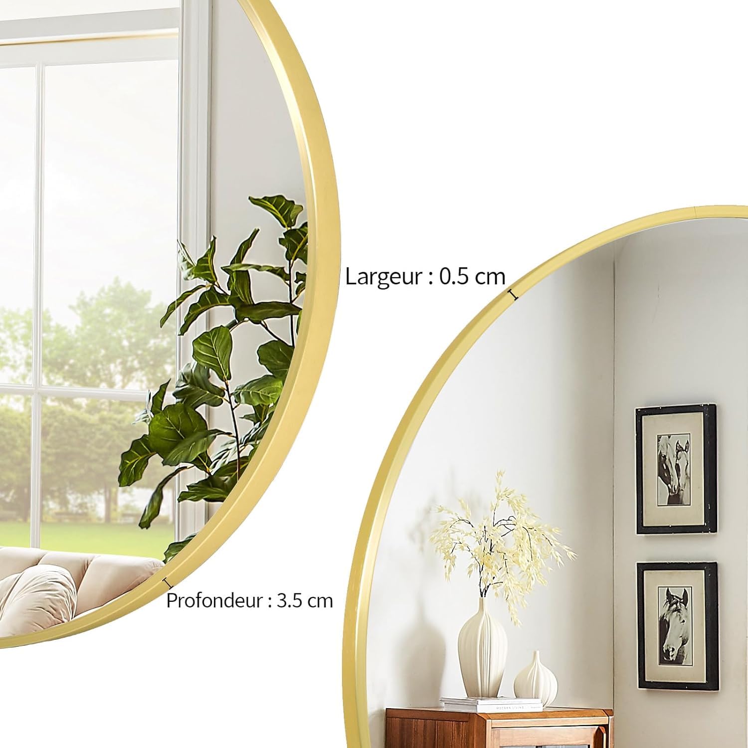 Espejo Redondo 76 cm – Espejos de Pared Moderno con Marco de Aluminio, Espejos Decorativos de Pared para Baño, Dormitorio, Salón y Recibidor, Fácil de Colgar