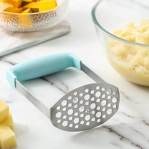 Miniatura 2 de Cook With Color Triturador de papas de mano, acero inoxidable profesional con asas suaves y cómodas, perfecto para papas, frijoles, verduras,