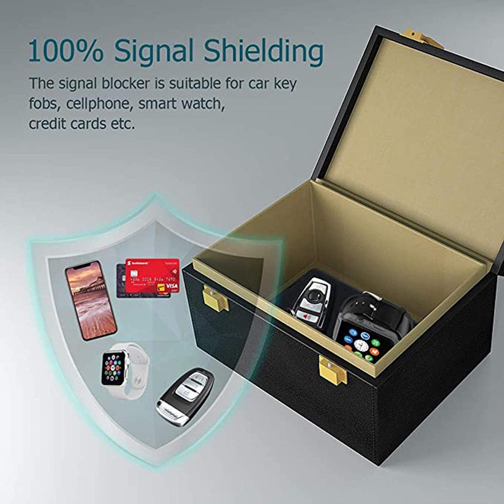 Signalabschirmbox, Faraday-Box gegen Diebstahl, RFID-blockierende Diebstahlsicherung ohne Schlüssel, strahlungsgeschützte Tasche for Blockieren von Mobiltelefonen
