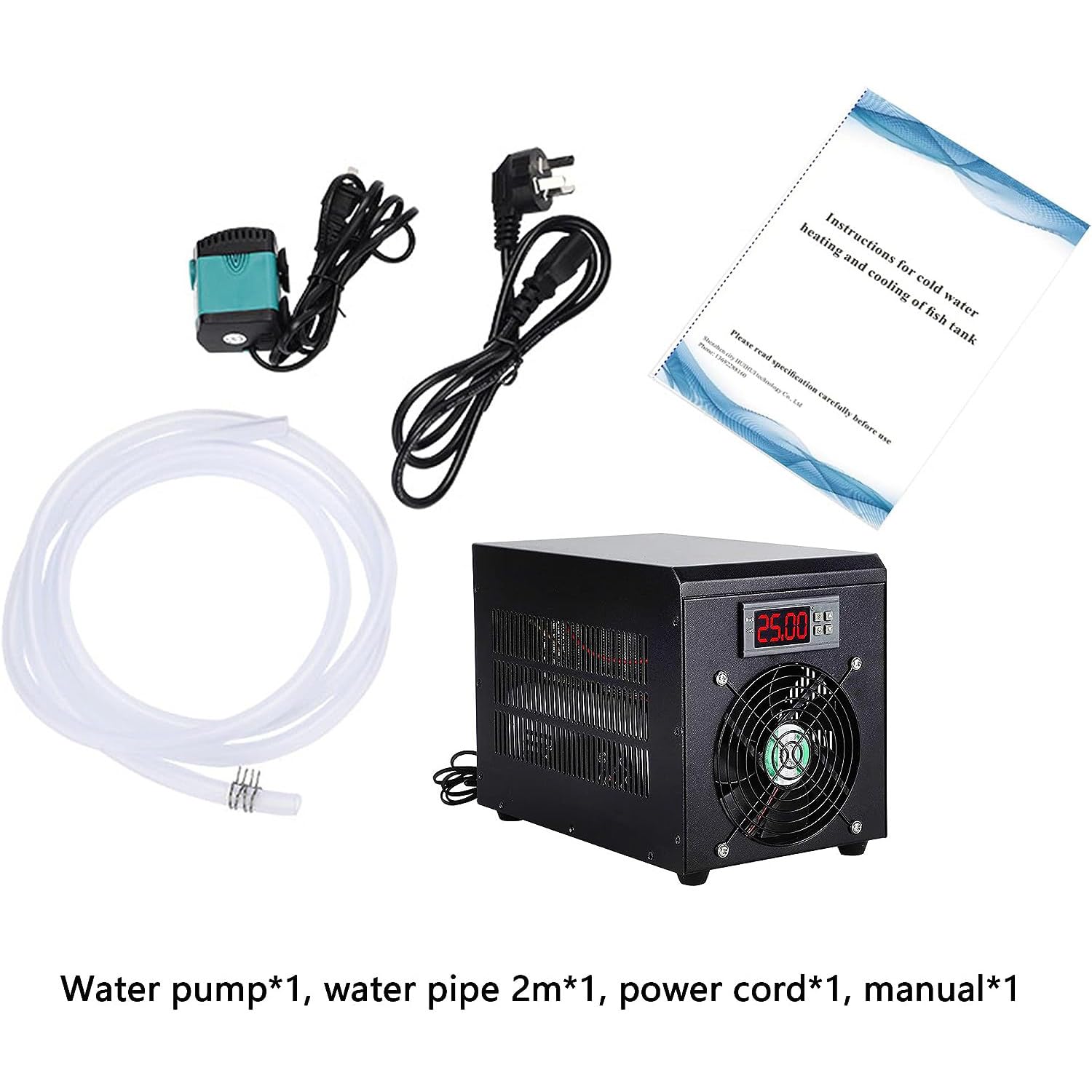 Aquarium-Kühler, Wasserkühler, elektronisches Aquarium, digitales Aquarium, Kühlgerät für Fischtanks, einfache Temperatureinstellung mit Pumpe und Rohr für Hydrokultur, Unkraut, Korallen