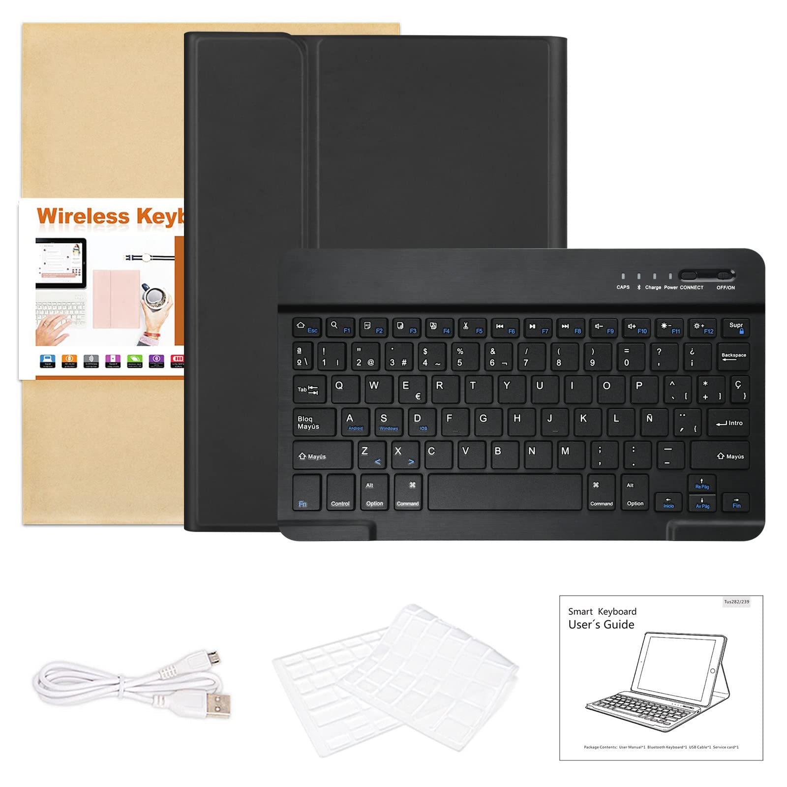 CC Store Teclado iPad Air 11(M2,2024/M3,2025), Funda Teclado para iPad Pro 11 4/3/2/1 Gen, iPad Air 5/4 Gen, Español Ñ, Keyboard Inalámbrico Bluetooth Desmontable y Fundas con Soporte de Lápiz