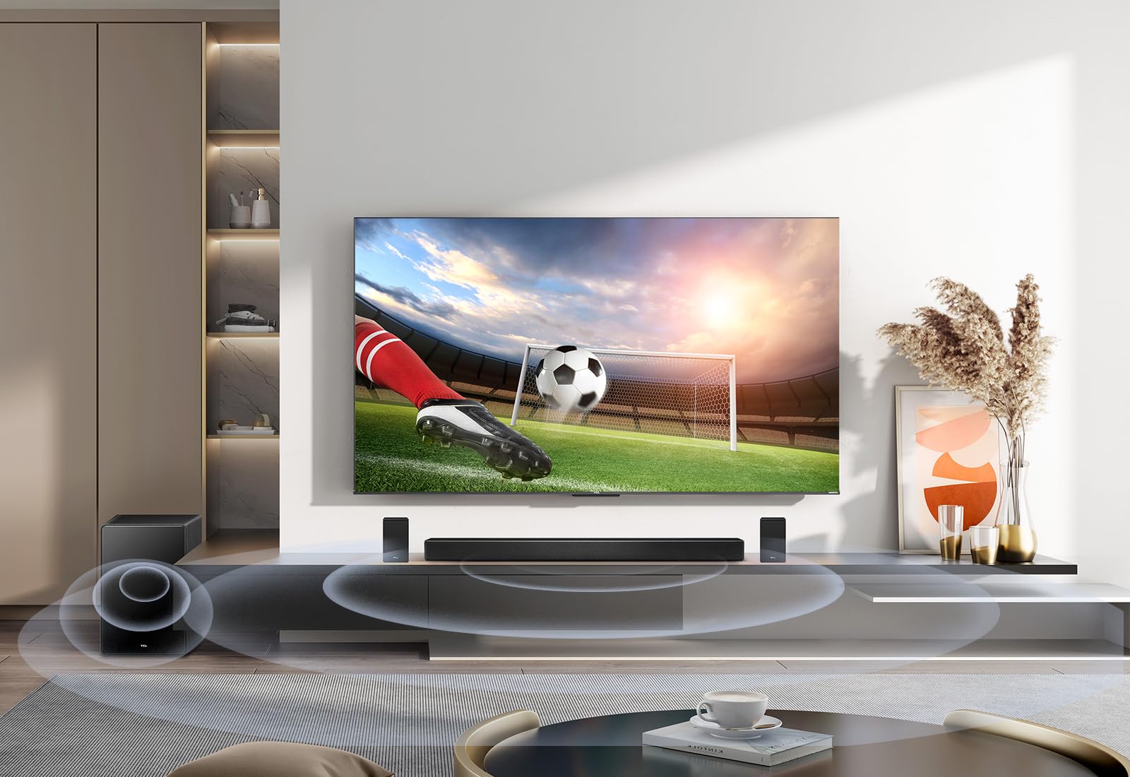 TCL Barra de Sonido Q85H Pro 7.1.4 Canales para TV, 860 vatios, Cine en casa, Sonido Cine Envolvente, expansión de Sonido, Dolby Atmos, DTS:X, Bluetooth 5.1, HDMI 2.1, Mando a Distancia único, USB
