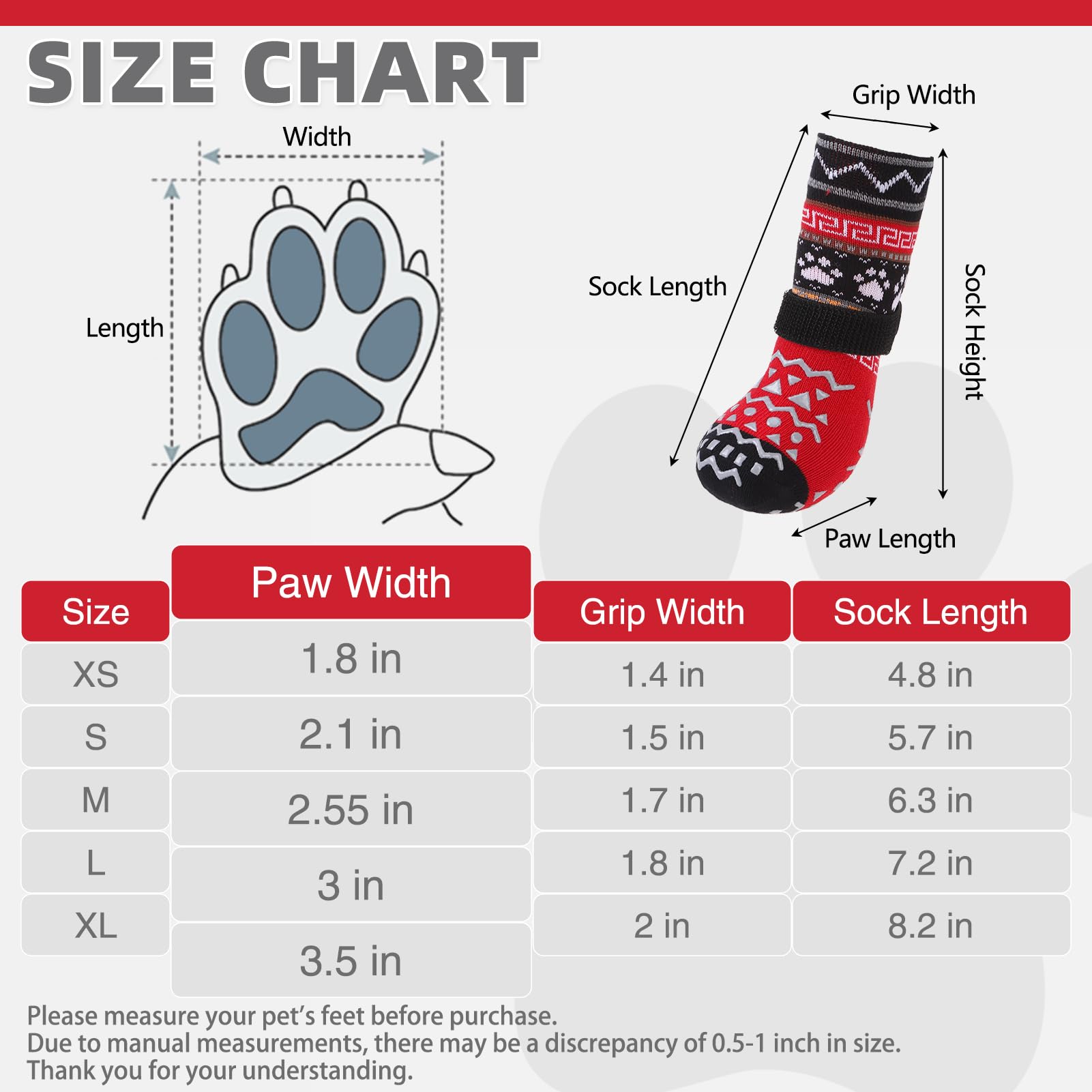 KOOLTAIL Dog Socks to Prevent Licking Paws for Hardwood Floors Anti Slip Winter Warm Pet Boots&Paw Protector with Grippers - Image 2