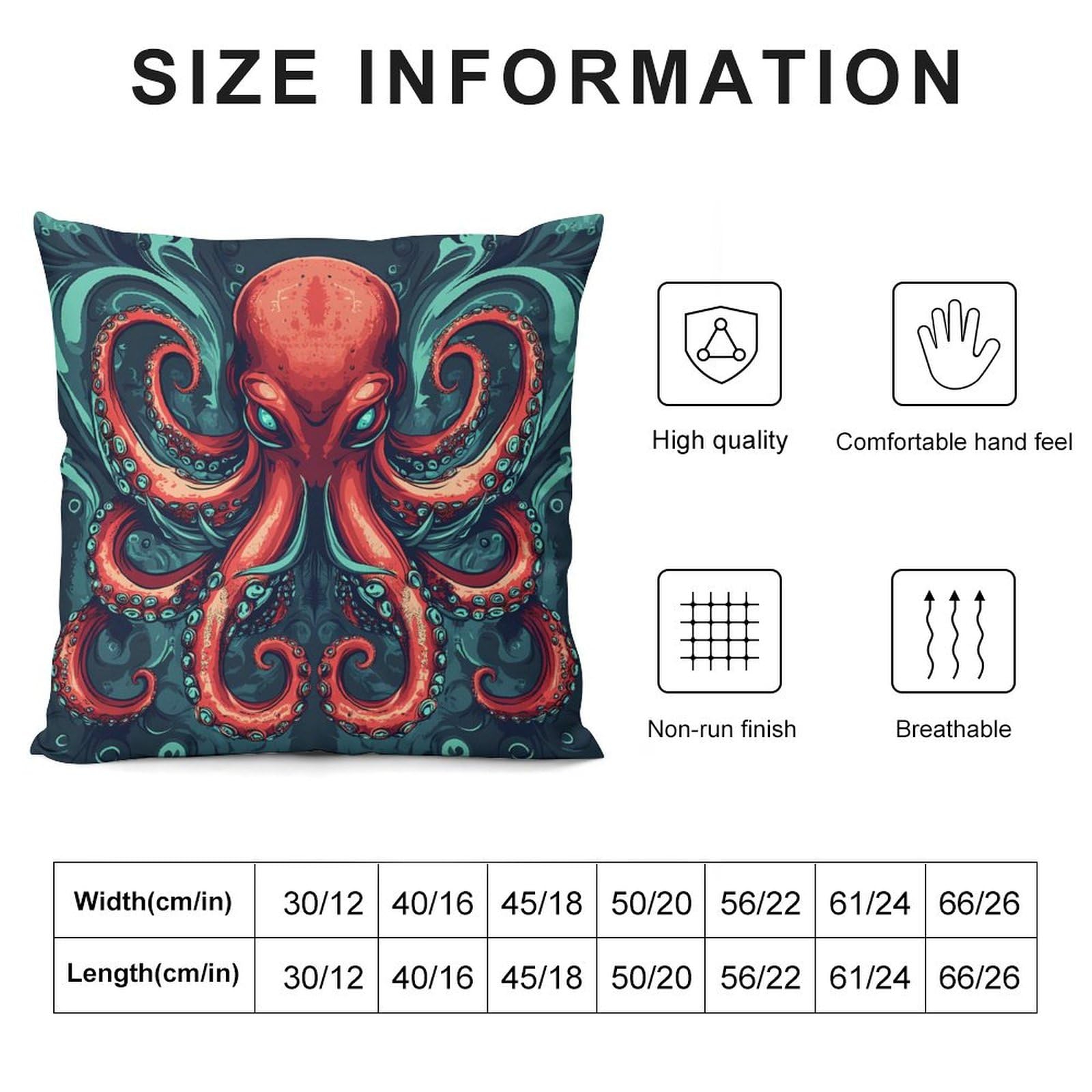 Evil Octopuss Tentacles Decorative Throw Pillow Covers Plush Cushion Protect Case for Sofa Bedroom 20 